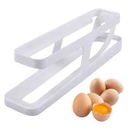 Egg Holder Refrigerator, Egg Container for Fridge, Fridge Organiser, Egg Roll Rack with 2 Levels, Egg Holder for Refrigerator, Automatic Egg Rack for Fridge Holds 13-14 Standard Eggs
