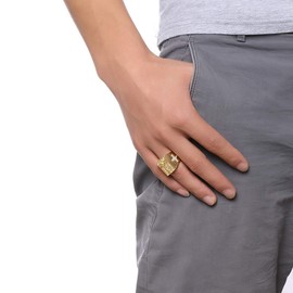 JewelryWe Mens Cross Ring Stainless Steel Gold Plated Christian Jesus Religious Rings, for Xmas