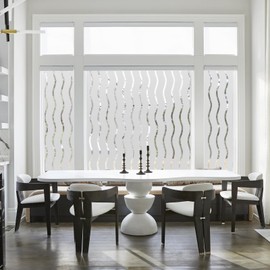 Donox Window Privacy Film, Static Frosted Window Film Non-Adhesive Glass Film, Beautiful Simple Wave Pattern for Home Office, 35.4 X 78.7 Inches