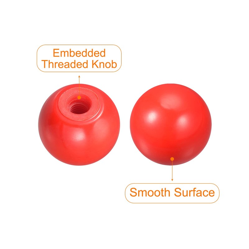 sourcing map 12Pcs Threaded Ball Knobs, M6 Female Thread Thermoset