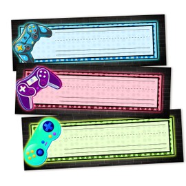 30 Name Tags for Classroom Cubbies, 3x9 in Video Game Name Plates for Desks, Classroom Must Haves for Teachers Elementary - A10