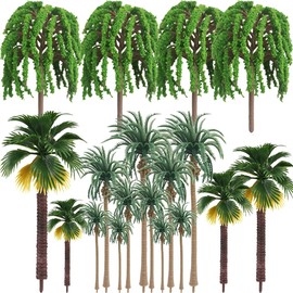 AmyBy Model Miniature Forest Plastic Toy Trees Bushes Rainforest Diorama Supplies Train Scenery Mini Coconut Palm Plant Crafts Weeping Willow 20