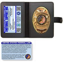 Just 4 Paws Emotional Support Dog Badge & Leather Wallet with PVC Information Card & Registration on US Service Dogs Registry
