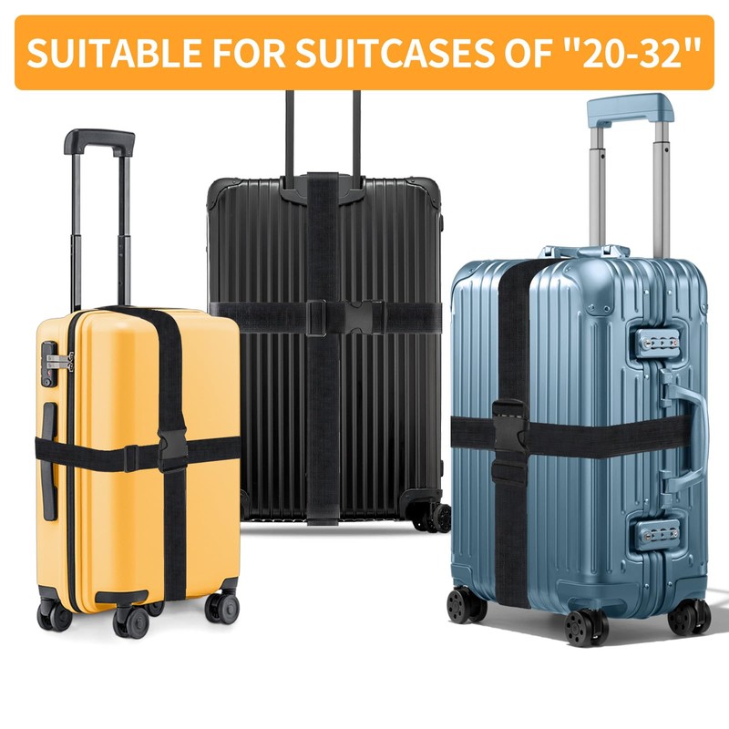 DAWNTREES Luggage Straps,4 Pack Heavy Duty Adjustable Suitcase Belt with