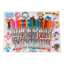 Laxia 24 Pz Pluma De Gel Diferentes Colores Con Glitter Papelería