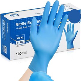 MEDITOP 200 x Blue Disposable Nitrile Examination Gloves Multipurpose,Mechanical, Industrial, Hair & Beauty, Janitorial, Multipurpose-Powder Free (200 Gloves, XL)
