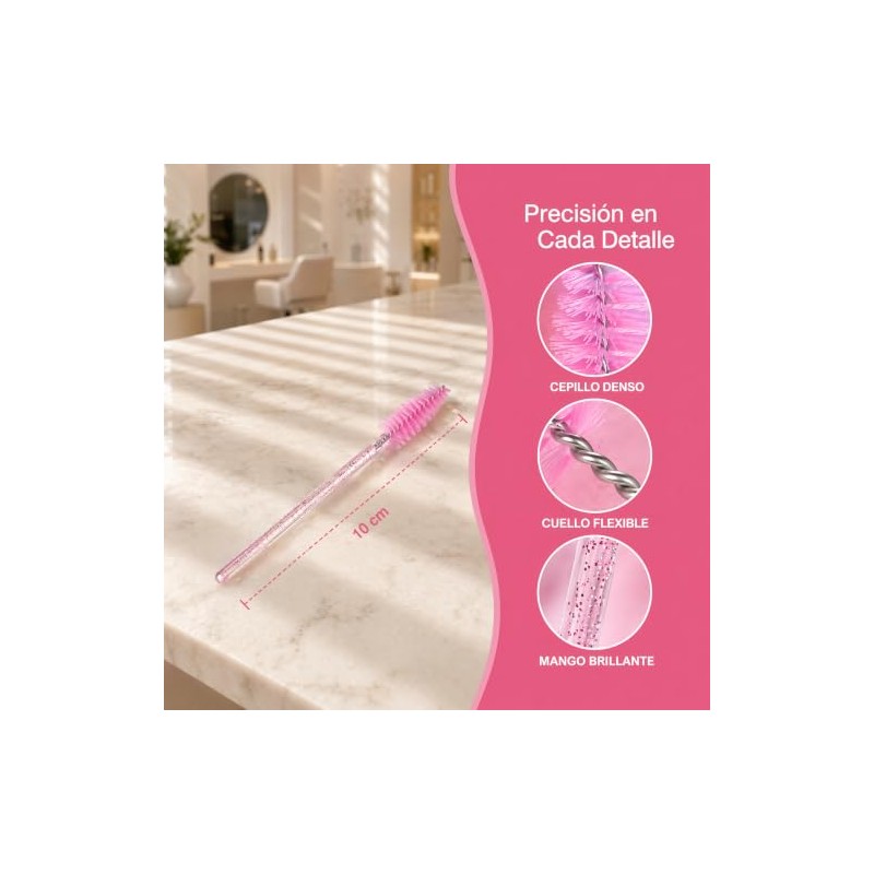 Cosmetic Brush 10 Cm 50 Unidades Cepillo Pesta?as | Rosado,