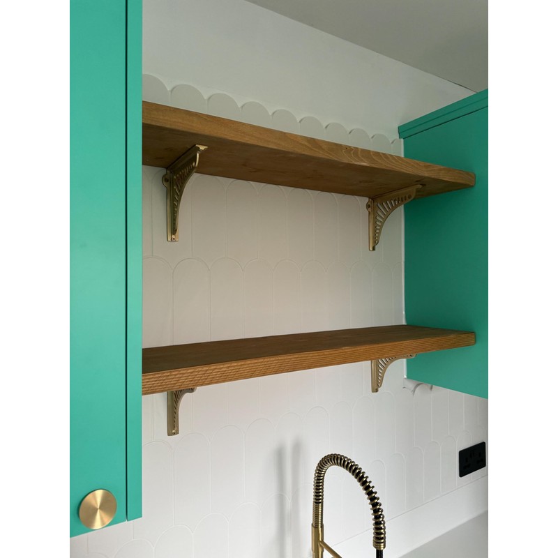 Satin Brass Sunrise Shelf Brackets | Heavy Duty Brackets for