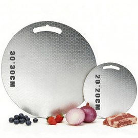 Versatile Cutting Boards for Kitchen,Stainless Steel Cutting Boards 2-Piece Set,Round Non,316 Food Grade,Double Sided,Scratch Resistant Mesh Design,Perfect for Meat,Veggies and Fruits(Honeycomb)