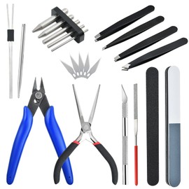 Worldity 22 Pieces Metal DIY Model Tool Sets Metal Earth Model Kits, 2 Nose Pliers and Tab Edge Cylinder Cone Shape Bending Assist Tools for 3D Metal Jigsaw Puzzles Assembly