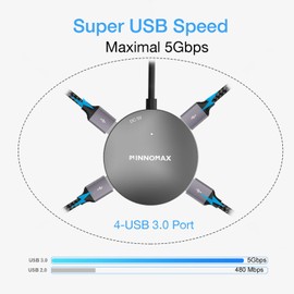 Hub USB C 4 puertos, adaptador de concentrador USB tipo C a USB 3.0 con puerto de carga para MacBook Pro, iMac, otros portátiles y PC para encender dispositivos USB de gran consumo de energía, color
