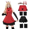 C-ZOFEK Red Cosplay Costume Full Set Dress Outfits with Bustle