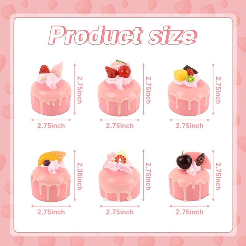 Luckforest Artificial Cupcake, 6 Pcs Pink Mixed Fake Simulation Realistic