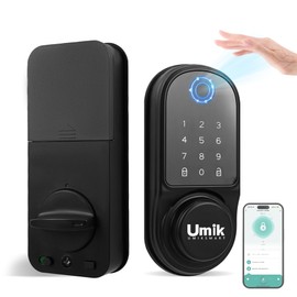 UMIK UMIKSMART Palm Vein Smart Door Lock, 5-in-1 Keyless Entry Door Lock for Front Door with APP, IP65, Auto-Lock (Black)