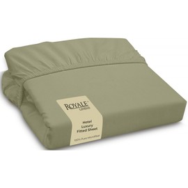 Royale Linens Fitted Sheet Twin - Ultra Soft 1800 Brushed Microfiber - Hotel Luxury Bottom Sheets - Wrinkle Free & Fade Resistant - Deep Pocket Fitted Sheet Only (Twin, Sage Green)