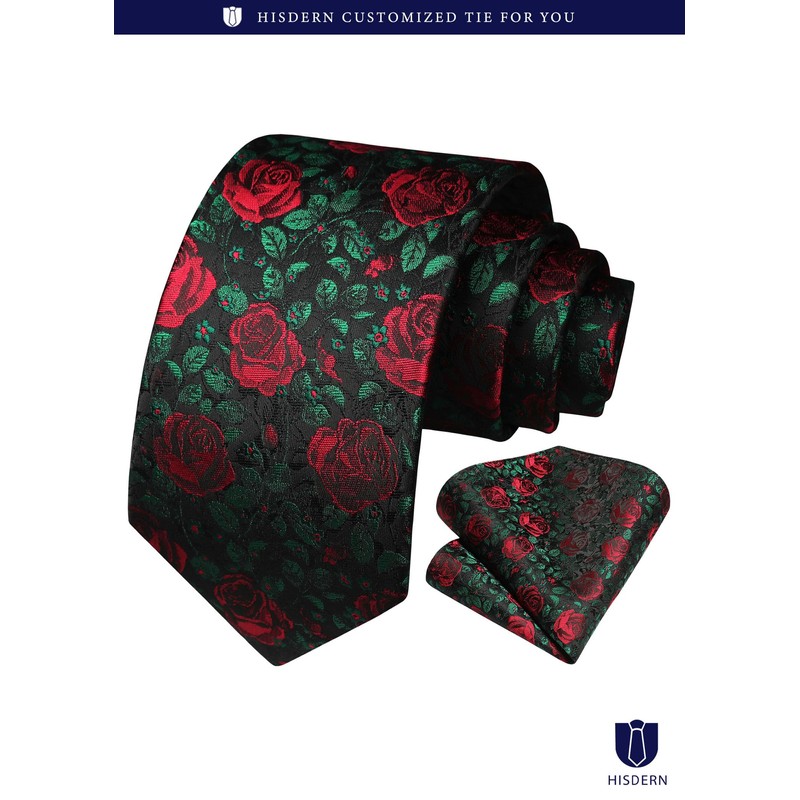 HISDERN HTP-02S Paisley Pattern Necktie Chief Set, Men's, Business, Wedding,