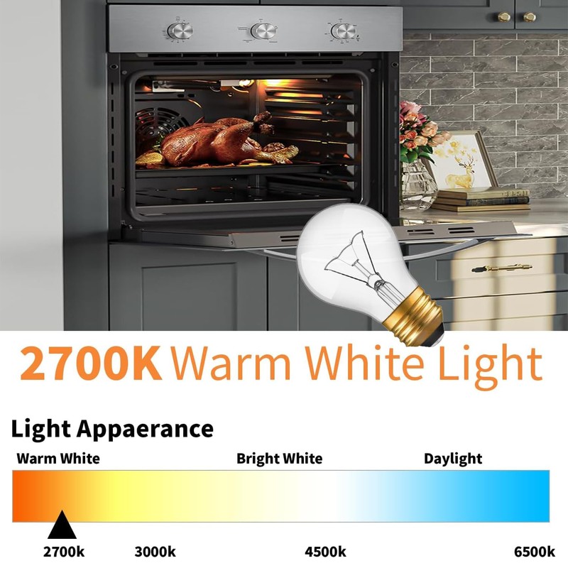 Appliance Oven Light Bulb, High Temp 300 °C Resistant,（2 Pack）