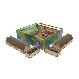 The Broken Token Cascadia and Landmarks Compatible Game Organizer - Wood Storage Box with Multiple Trays for Cards, Tokens & More - Wooden Game Organizer