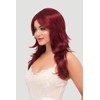 Long red wig, layered with flicked tips: Salome cherry red