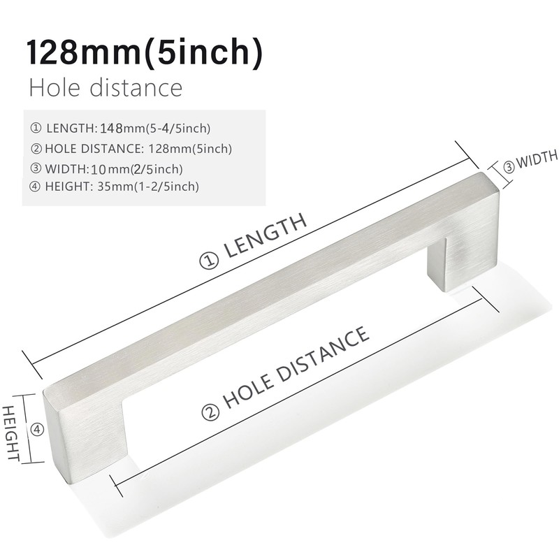 Redunest Cabinet Pulls Brushed Nickel Cabinet Handles Square Drawer Pulls,