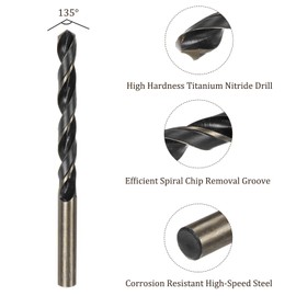 Kozelo 2PCS Twist Drill Bit - [8.5mm / 0.3"] Titanium & Nitride Coated High-Speed Steel Round Shank Jobber Bit Set Black Gold for Metal Wood Plastic Steel Use, 75mm / 3" Blade Length