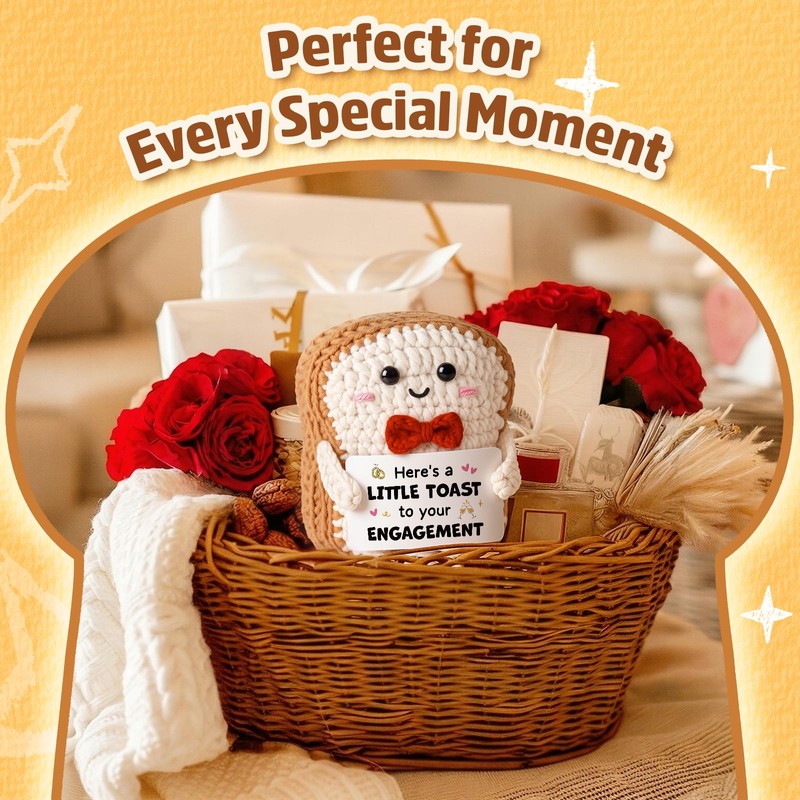 Engagement Gifts for Couple, Crochet Toast with Funny Engagement Card