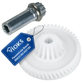 VIOKS Gear White Replacement for Bosch 00622182 - Spur Gear with Axle for Drive Gear in Food Processor MUM5