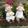 Bill and Beryl Elves sitting, 20 cms Tall Garden Ornament,