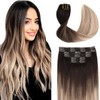 Clip in Hair Extensions Human Hair, 18 Inch 120g 6pcs