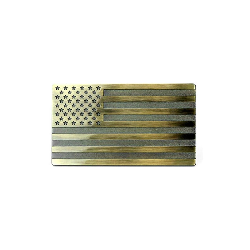 MULL USA 3D Metal Flag Emblem (7"x4", Vintage Antique Bronze)
