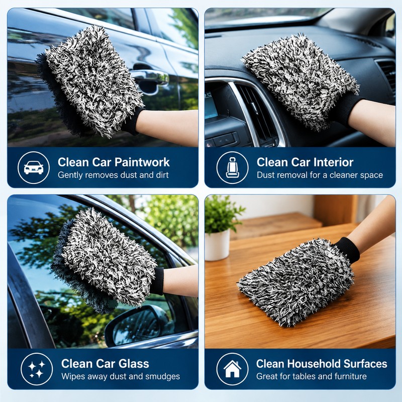 Car Wheel Cleaning Brush Set with Wash Mitt – Soft