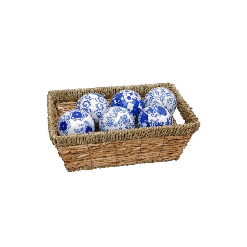 Red Lantern 3" Blue & White Decorative Porcelain Ball Set