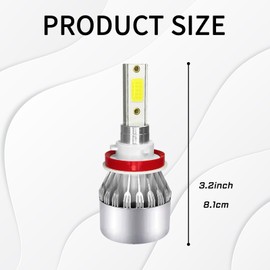 Haimeirui 2PCS H11/H9/ H8 LED Lights for Car, 3000K 3800LM Super Bright Waterproof High and Low Beam Bulb, C6 LED Fog Light Headlight Replacement Bulb, Automotive Plug & Play Bulb Lighting (Yellow)