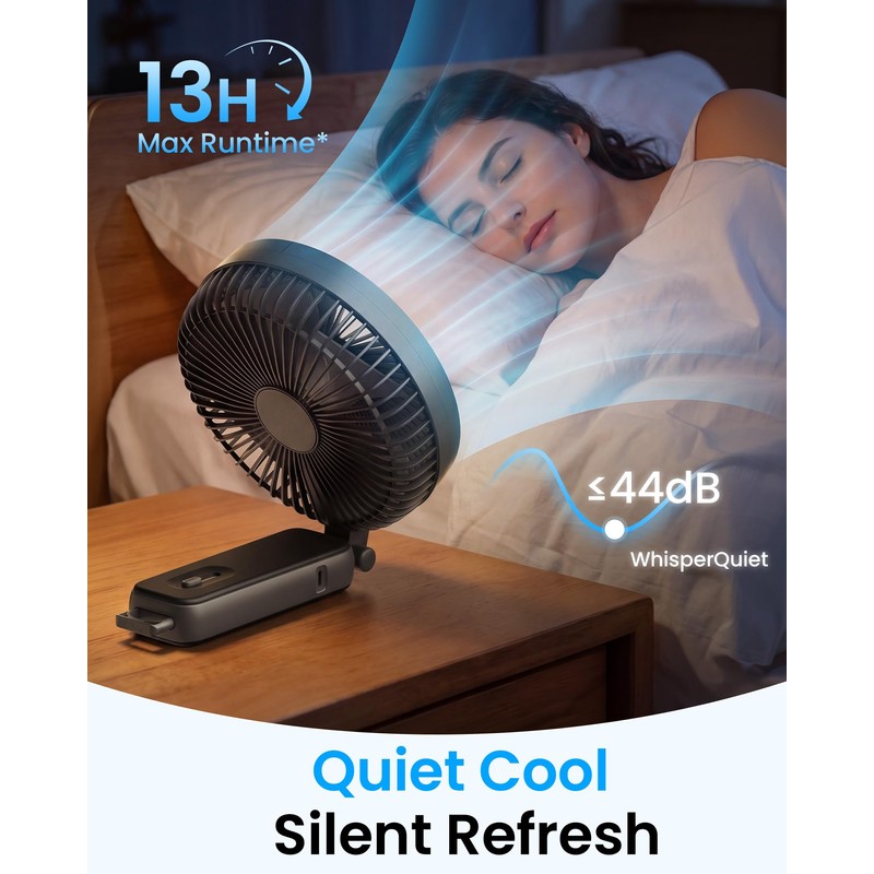 6 Inch Handheld Fan Rechargeable, Portable Hand Fan with 6000mAh