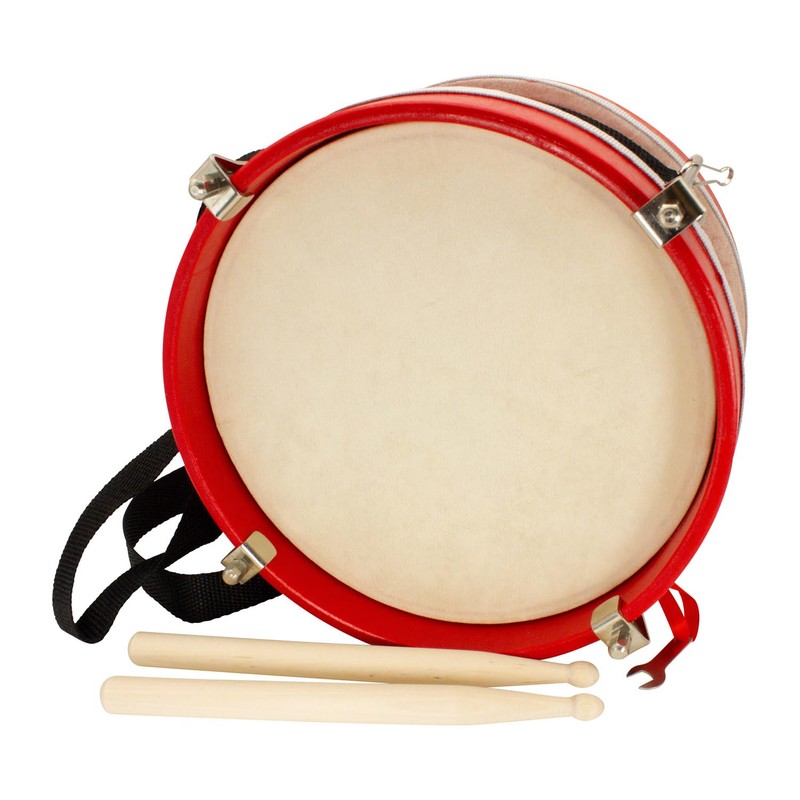 3848 Children's Wooden Marching Drum with Carry Strap and 2