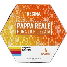 Pappa Reale Regina PURA, 100% naturale 51g – Con Vitamina B - Riduce stanchezza e affaticamento - risveglia l'appetito – integratore alimentare 6 flaconcini liofilizzati GLUTEN-FREE