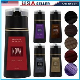 [USA Seller] Nova Hair Dye Shampoo, Nova Hair Instant Dye Shampoo,Hair Color Shampoo for Hai. Haircare Moisture Moisturizer - Color: red