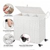 Greenstell Laundry Hamper with Wheels&Lid,130L Large 3 Sections Clothes Hamper