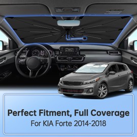 Windshield Sun Shade Umbrella for Kia Forte 2014-2018, Portable Sunshade for Car Front Window, Compact Auto Sun Shield Visor for UV Protection, Keep Car Cool Accessories