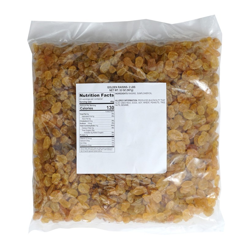 Golden Raisins, 2 Pound Bag Raisins, The Hampton Popcorn &
