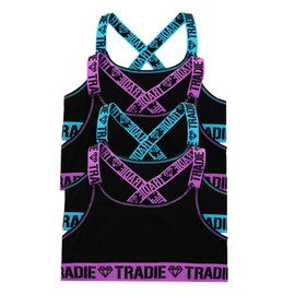 TRADIE Girls Cotton/Elastane Crossback Crop 4 Pack (Essence, 14-16)