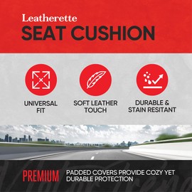 Motor Trend Seat Cover for Cars Trucks SUV, Faux Leather Blue Padded Car Seat Cover with Storage Pockets, Premium Interior Automotive Seat Cover
