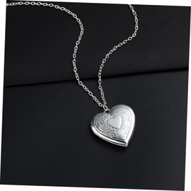 TEHAUX Heart Necklace Photo Frame Pendant Alloy Jewelry Elegant and Delicate for Birthday or Valentine's Day