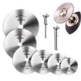 6 Pieces HSS Circular Saw Blades, 22-44mm Blades with 2 Connecting Rod Handles for Drills, Wood, Metal Cutting
