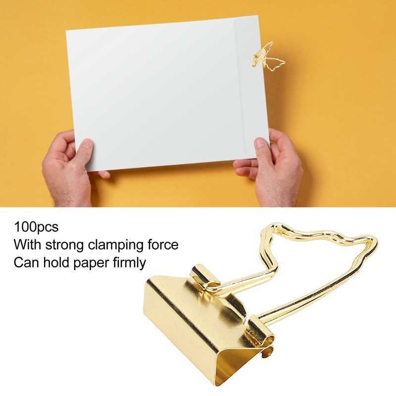 100pcs Binder Clips Strong Clamping Force Rust Prevention Metal Portable