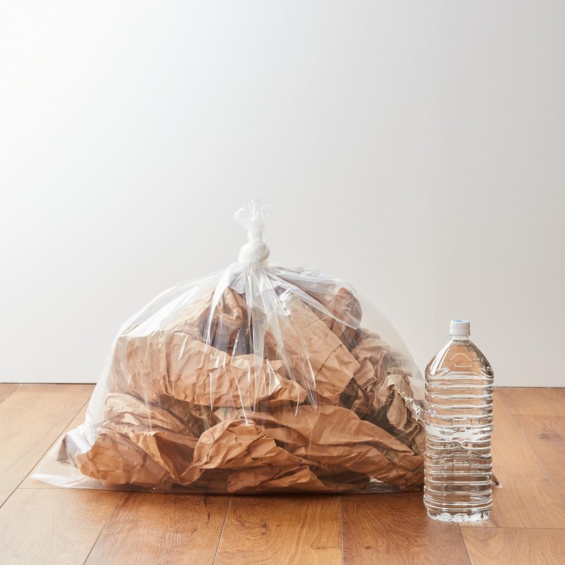 10 pack of 70 liter transparent garbage bags (easy to
