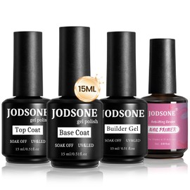 JODSONE JODSONE 4 Bottles of 15ML Nail Primer Base Coat Top Coat and Builder Gel Which Helps Better Fit the Gel Polish