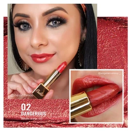 Oulac Metallic Shine Orange Lipstick for Women, High Impact Lipcolor with Moisturizing Creamy Formula, Vegan Beauty Full-Coverage Lip Color 4.3 g/0.15 oz (Dangerous(02))