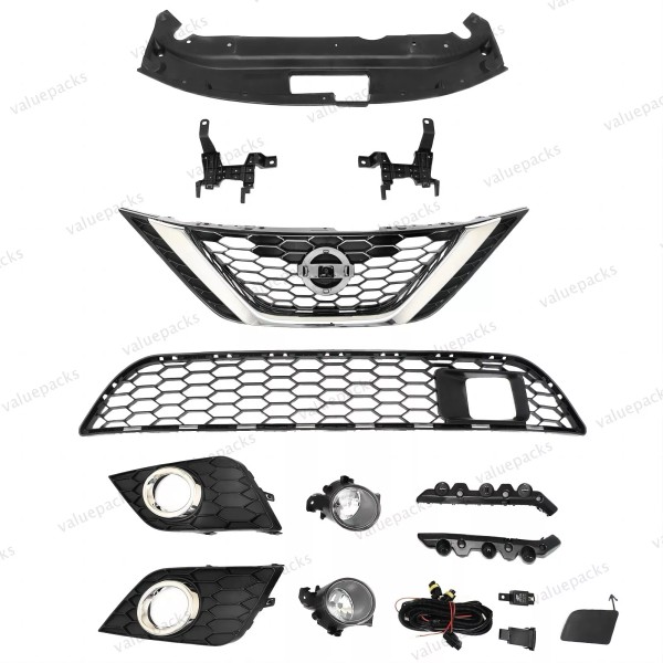 Unbranded 12PC For Sentra 2016-19 Front Upper Lower Chrome Grille