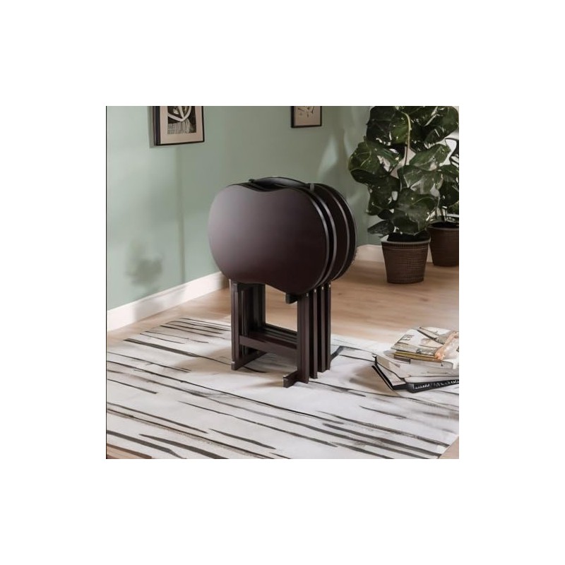 Casafoyer Wood Dylan 5-Piece Oversize Snack Table Set (Solid Wood